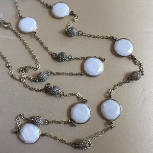 mother of pearl shell gold long necklace 12K Gold plated minimalist neutral new